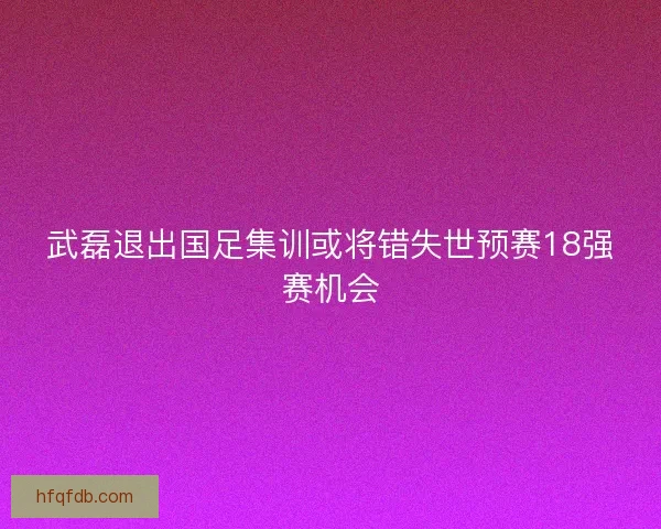 武磊退出国足集训或将错失世预赛18强赛机会