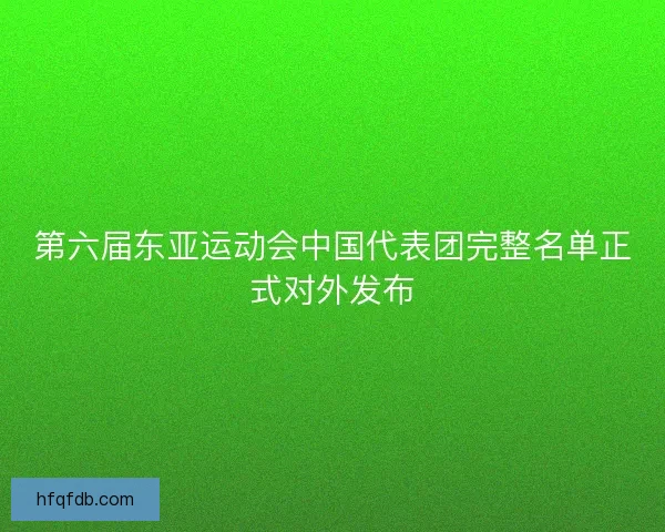 第六届东亚运动会中国代表团完整名单正式对外发布